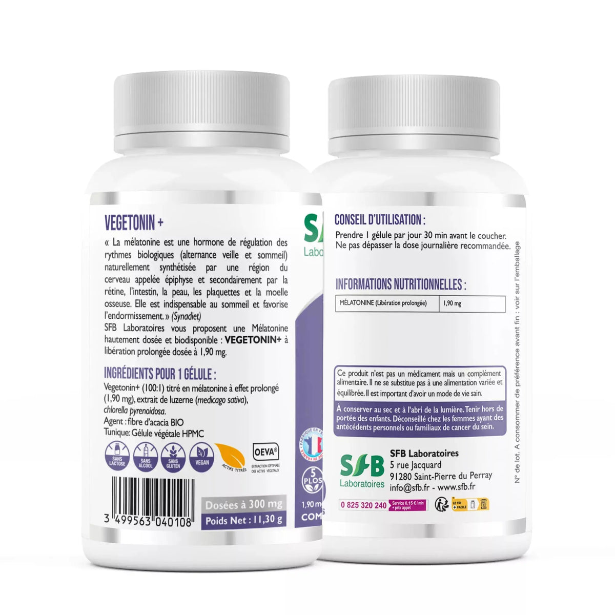 Végétonin + Mélatonine végétale - 30 gélules SFB Laboratoires