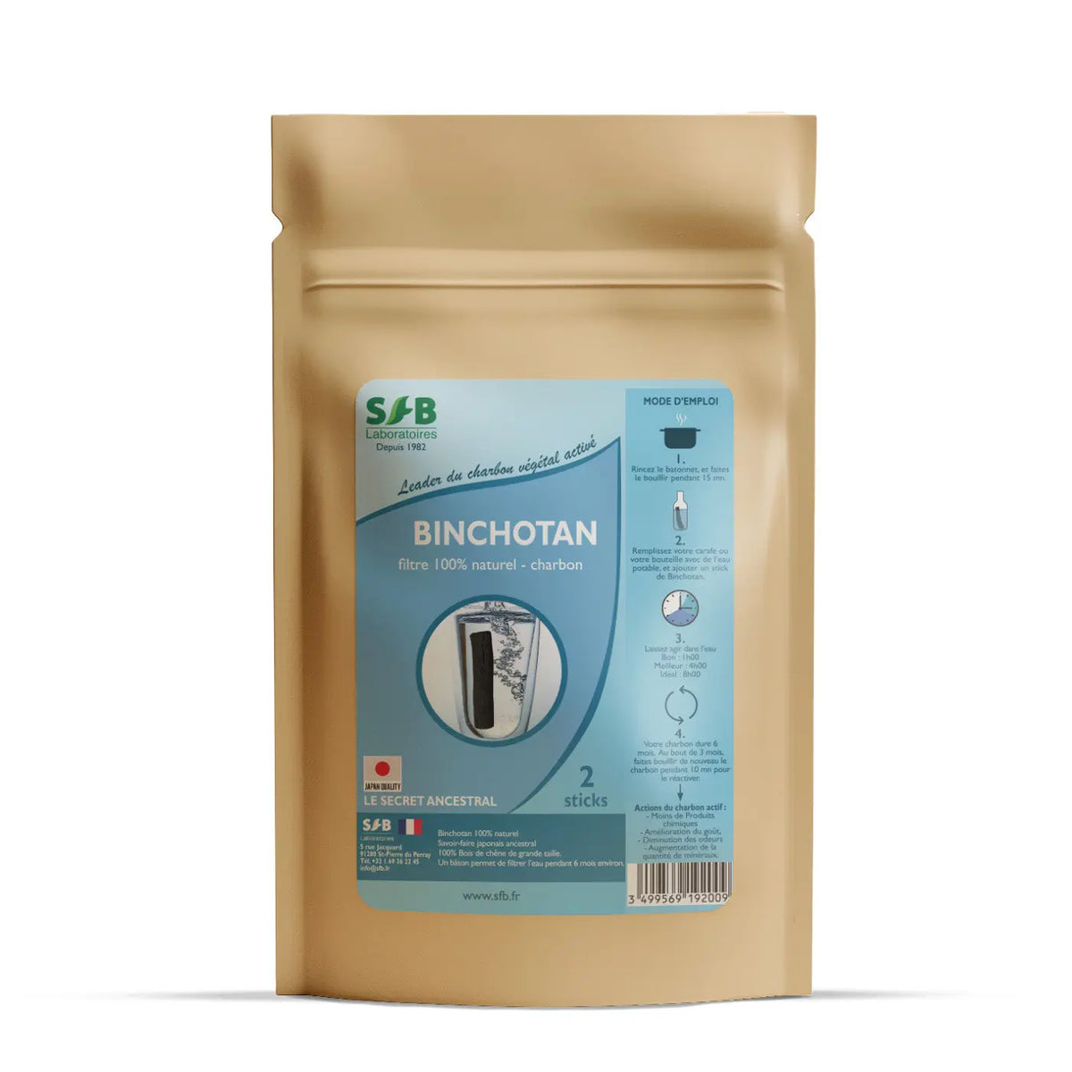 2 sticks de Binchotan SFB Laboratoires