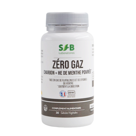 Zéro Gaz - Charbon végétal super activé - Complément Alimentaire Français Bio - SFB Laboratoires