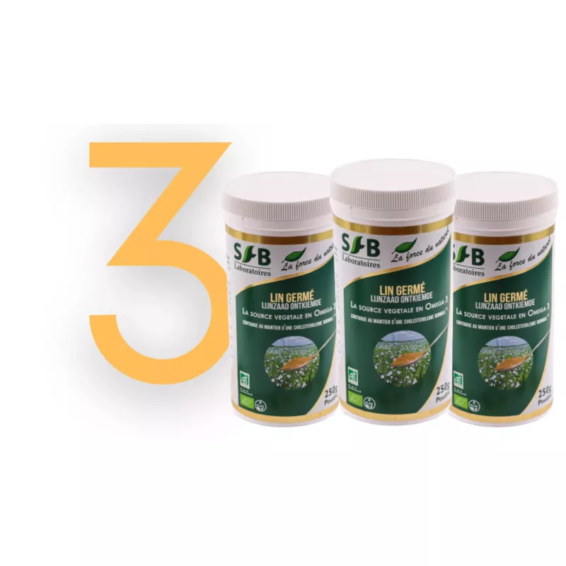 Lin germé poudre - 250 GR - Lot de 3 - Complément Alimentaire - SFB Laboratoires