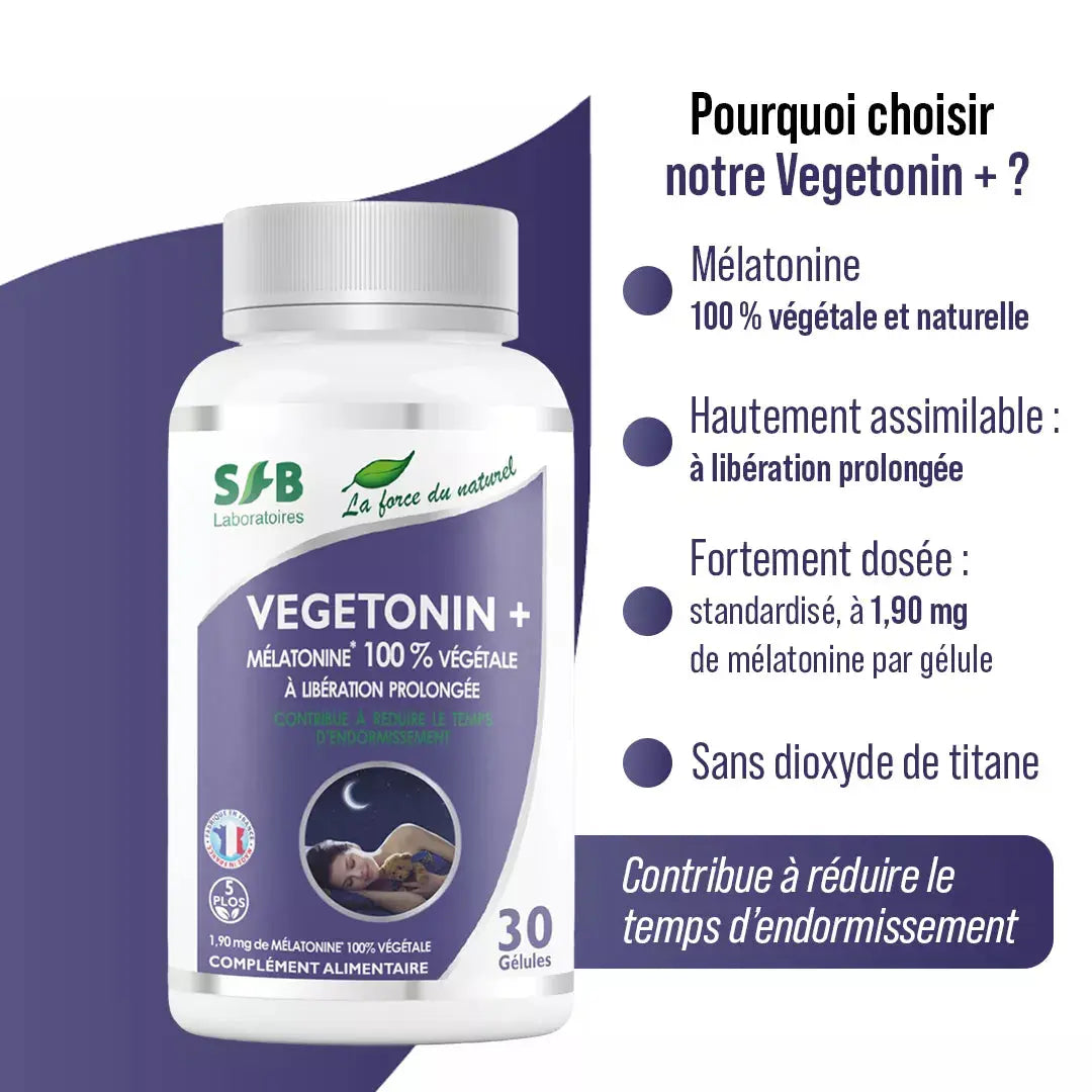 Végétonin + Mélatonine végétale - 30 gélules SFB Laboratoires