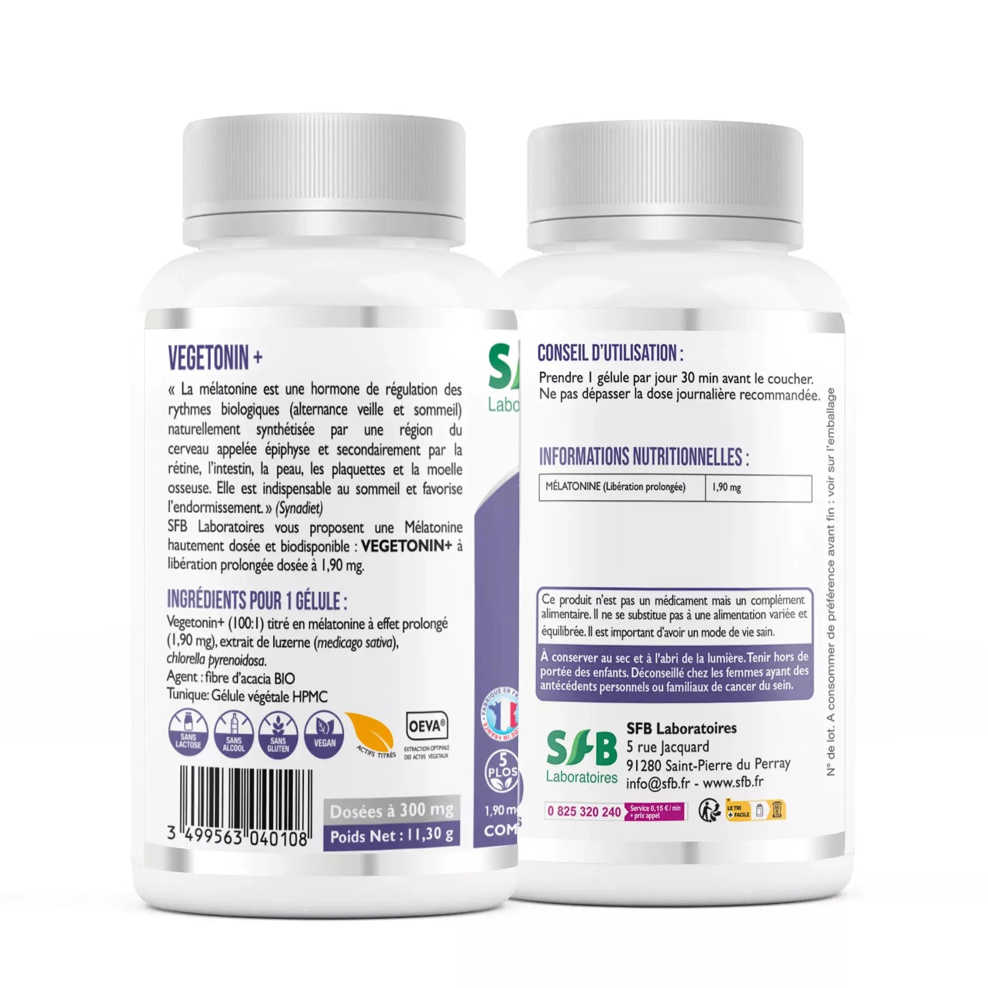 Végétonin + Mélatonine végétale - 30 gélules SFB Laboratoires