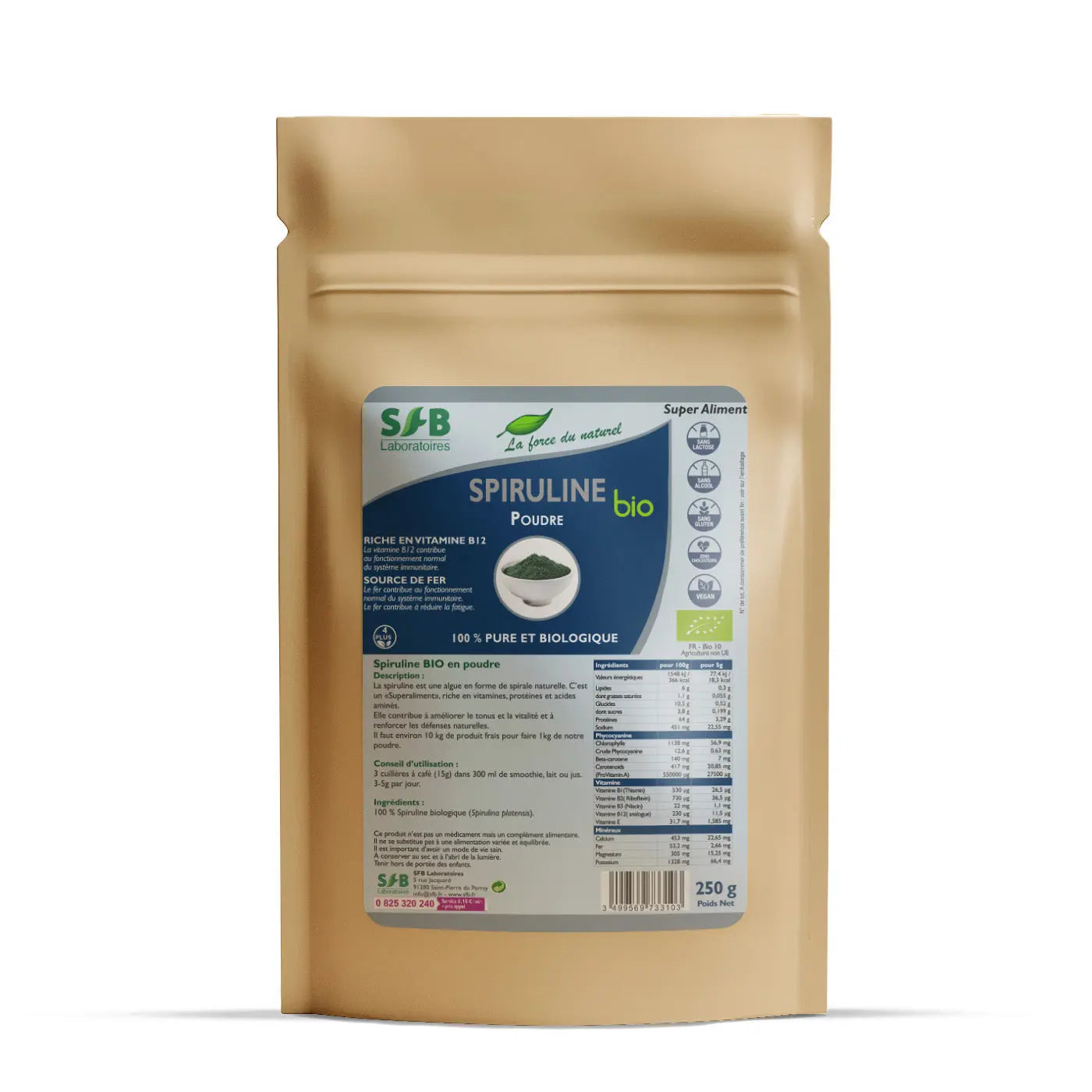 Spiruline BIO poudre - 250 g SFB Laboratoires